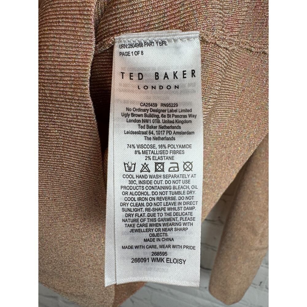 TED BAKER Eloisy dusky pink faux wrap cross over knit pullover size 0 (2 US) - Picture 7 of 7